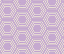 Load image into Gallery viewer, Concentric neutral hexagons on a lavender background.
