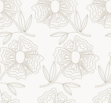 Load image into Gallery viewer, Taupe lined flowers on a pale gray background.
