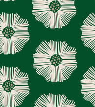 Load image into Gallery viewer, Resembling off-white embroidered flowers on an emerald green background.
