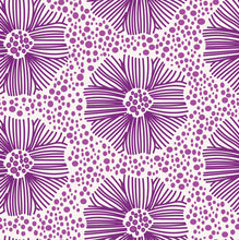 Load image into Gallery viewer, Resembling purple embroidered flowers surrounded by purple dots.
