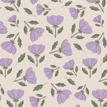 Load image into Gallery viewer, Purple buttercups scattered on a neutral background.
