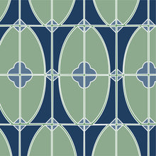 Load image into Gallery viewer, Resembling painted tiles in navy blue, sage green,  and dusty blue.
