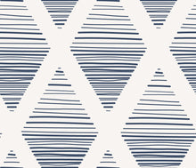 Load image into Gallery viewer, Navy blue horizontal stripes in a diamond shape on a pale gray background.
