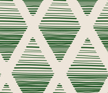 Load image into Gallery viewer, Green horizontal stripes in a diamond shape on a neutral background.
